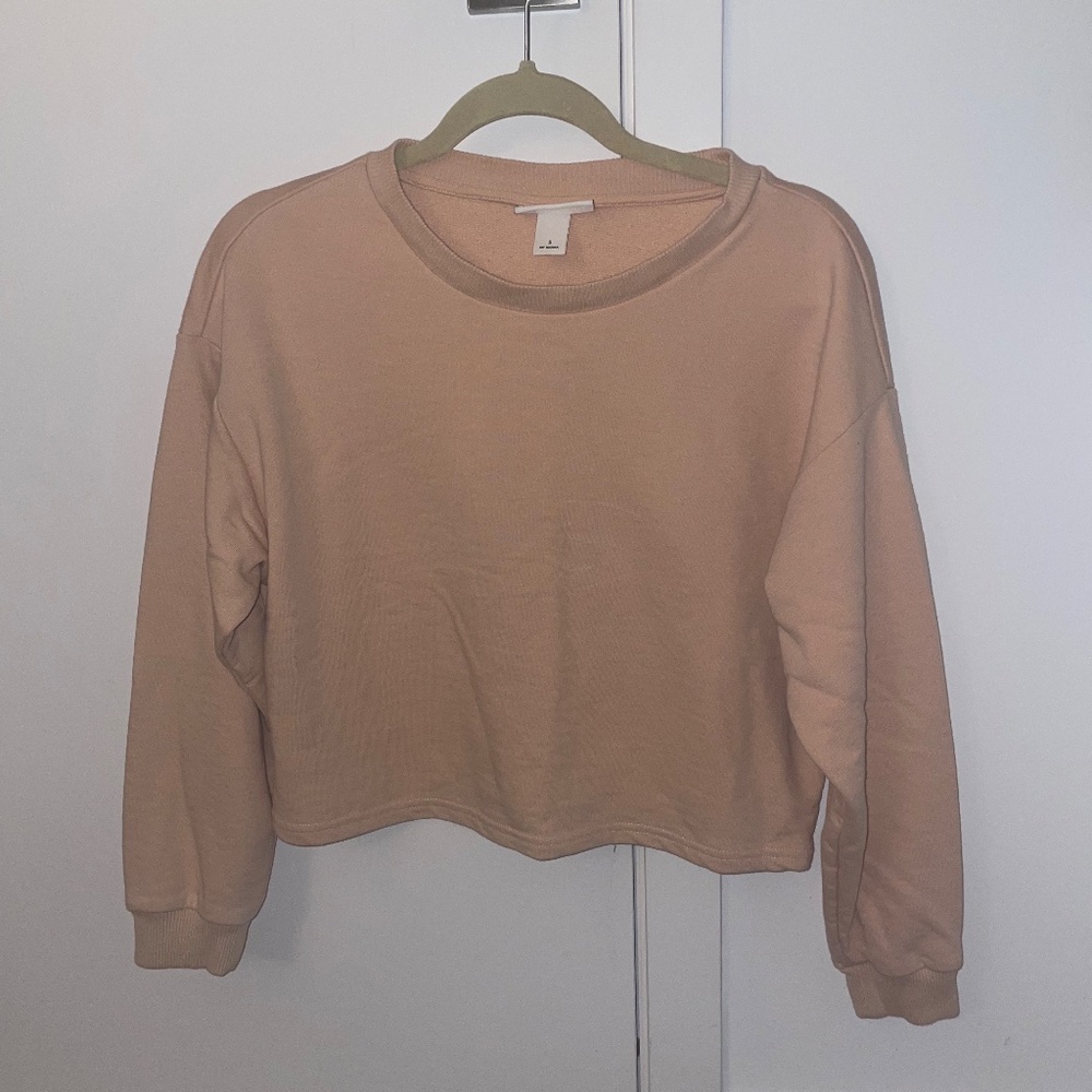 Monki Size S Light Pink Long Sleeve CrewneckSweater